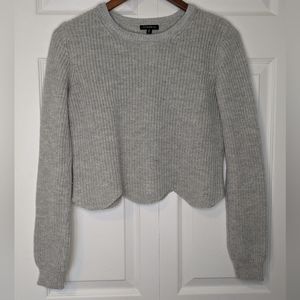 Dynamite Scalloped Hem Sweater - Grey - Size S
